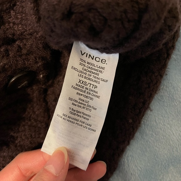 Vince crochet wool blend cashmere cardigan plum wine XXS - Picture 11 of 13